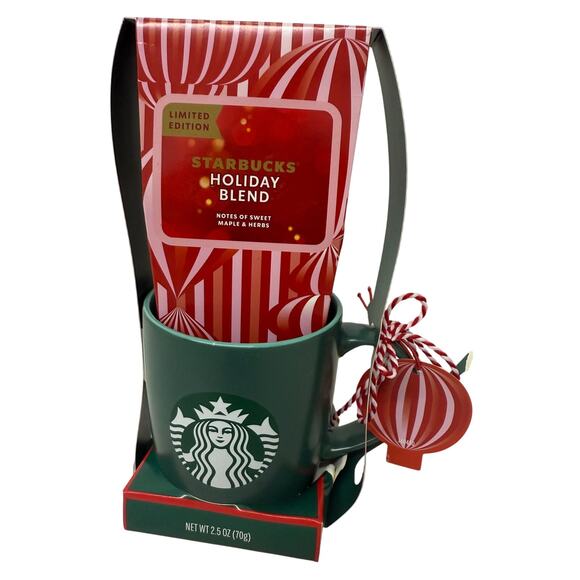 NEW Starbucks Holiday Blend Coffee and Green Mug 16oz Gift Set LIMITED EDITION - Picture 1 of 3